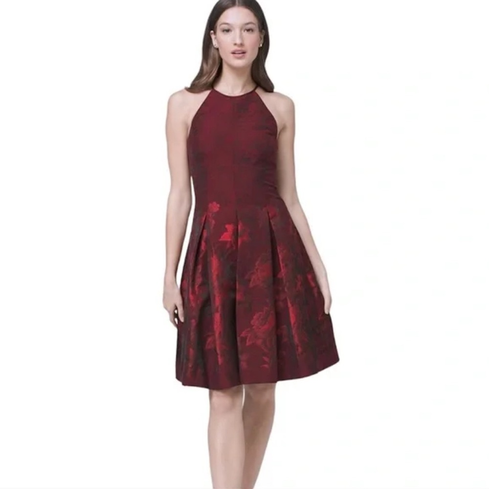 White House Black Market print jacquard skater dress